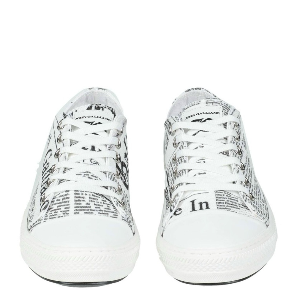 John Galliano ( newspaper print ) white low sneakers | Size 10